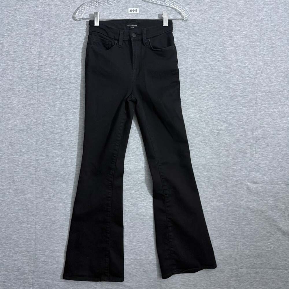Good American Women's Size 0/25 Black Denim High Rise Good Petite Flare Jeans